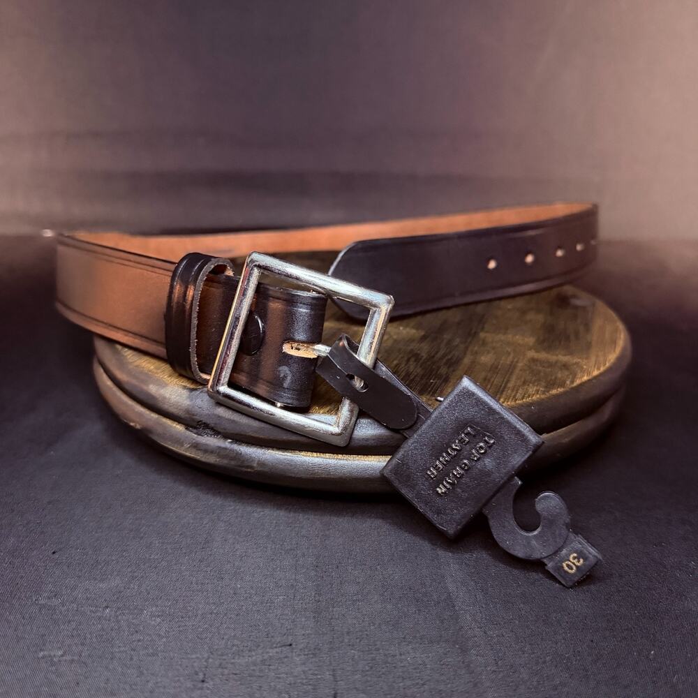 Top Grain Leather USPS Certified Uniform Belt Size 30" Plain Black Nickle 2955